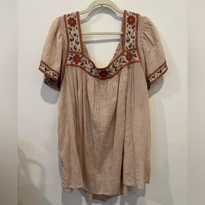 Madewell Embroidered Button Back Top